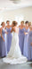 Elegant V-neck Spaghetti Strap A-line Long Bridesmaid Dress,PD3212