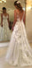 Gorgeous V-neck Lace Appliques A-line Long Wedding Dresses,WD3107