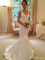 Elegant  V-neck Straps Mermaid Long Wedding Dresses,WD3108