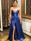 Sexy V-neck Spaghetti Strap A-line Long Prom Dress,PD38087