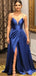 Sexy V-neck Spaghetti Strap A-line Long Prom Dress,PD38087