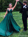 Elegant V-neck Spaghetti Strap A-line Long Prom Dress,PD38090