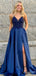 Gorgeous V-neck Spaghetti Strap Split Side Mermaid Long Prom Dress,PD38089