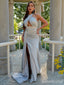 Elegant Halter Split Side Mermaid Long Prom Dress,PD38107