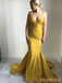 Simple V-neck Spaghetti Strap Mermaid Long Prom Dress,PD38160