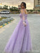 Elegant Purple Spaghetti Strap A-line Long Prom Dress,PD38164