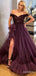 Sparkly V-neck Off-Shoulder A-line Long Prom Dress,PD38166