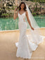 Elegant V-neck Spaghetti Strap Mermaid Long Wedding Dresses,WD3074