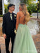 Elegant V-neck Spaghetti Strap Split Side A-line Long Prom Dress,PD38173