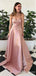 Elegant V-neck Strapless A-line Long Prom Dress,PD381764