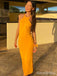 Simple Yellow Halter Mermaid Long Prom Dress,PD381770