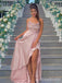 Elegant Spaghetti Strap Split Side A-line Long Prom Dress,PD381795