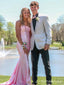 Elegant Pink Spaghetti Strap Mermaid Long Prom Dress,PD381809