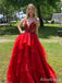 Gorgeous V-neck Spaghetti Strap A-line Long Prom Dress,PD381822