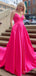 Elegant V-neck Spaghetti Strap A-line Long Prom Dress,PD381838