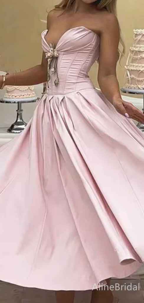 Gorgeous Pink V-neck Strapless A-line Long Prom Dress,PD381904