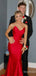 Simple Red V-neck Strapless Mermaid Long Prom Dress,PD381938