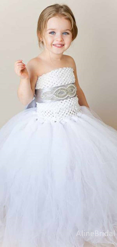 Gorgeous Stapless Lace A-line Long Flower Girl Dresses, FGS169