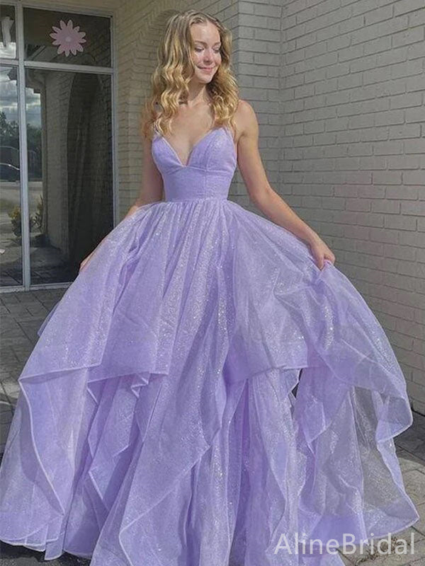 Elegant Spaghetti Strap A-line Long Prom Dress,PD37663