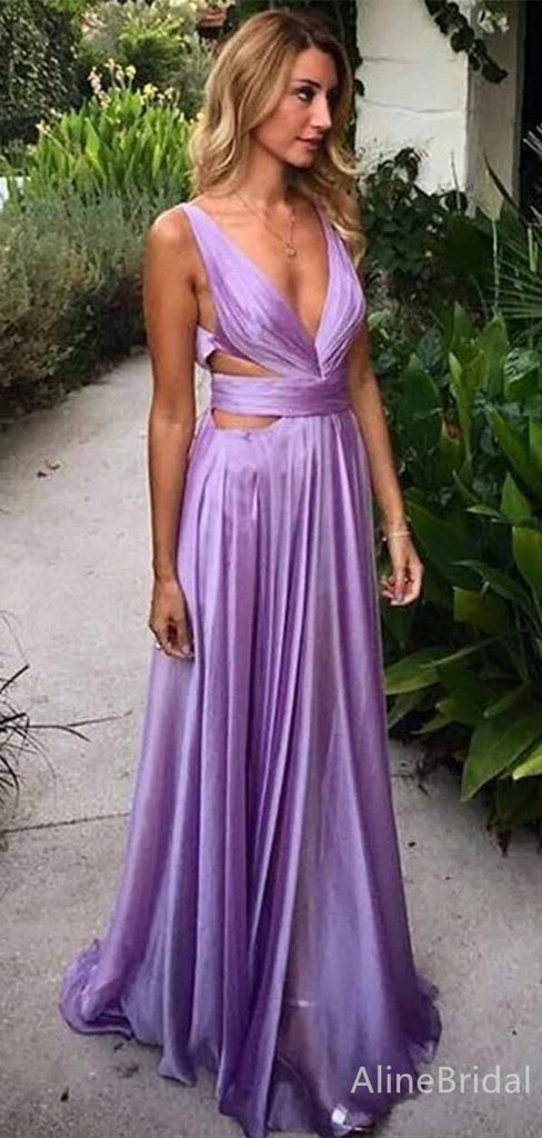 Sexy Deep V-neck Straps A-line Long Prom Dress,PD381982