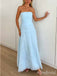 Elegant Baby Blue Strapless A-line Long Prom Dress,PD381984