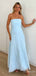 Elegant Baby Blue Strapless A-line Long Prom Dress,PD381984