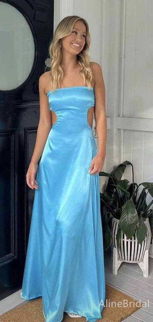 Unique Blue A-line Long Prom Dress,PD381988