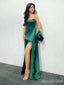 Elegant Green Strapless Side-Slit Mermaid Long Prom Dress,PD382001