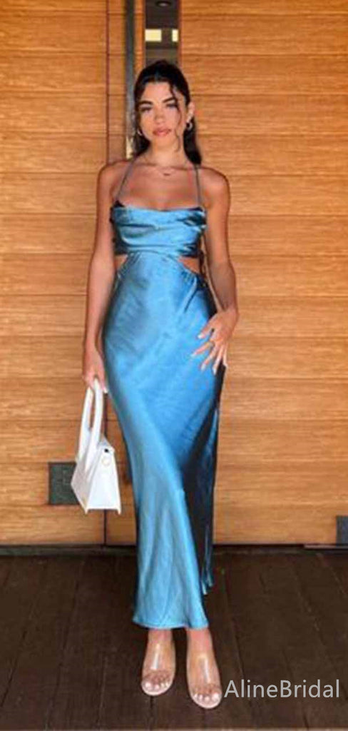 Gorgeous Blue Spaghetti Strap Mermaid Long Prom Dress,PD382006