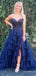 Gorgeous V-neck Strapless Split Side A-line Long Prom Dress,PD382010