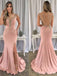 Gorgeous V-neck Illusion Lace Beadings Split Side Mermaid Long Prom Dress,PD382013