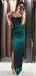 Elegant Green Spaghetti Strap Side Slit Mermaid Long Prom Dress,PD382036