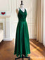 Elegant Green V-neck Spaghetti Strap A-line Long Prom Dress,PD382040