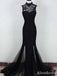 Gorgeous Black Lace Beadings Lace Up Mermaid Long Prom Dress,PD382043