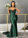 Elegant V-neck Dark Green Mermaid Long Prom Dress,PD382046