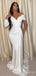 Elegant White V-neck Off-Shoulder Mermaid Long Prom Dress,Evening Dress,PD382065