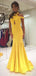 Unique Halter Off-Shoulder Yellow Mermaid Long Prom Dress,Evening Dress,PD382070