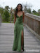 Simple V-neck Spaghetti Strap Side Slit Mermaid Long Prom Dress,Evening Dress,PD382119