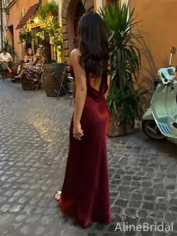 Gorgeous V-neck Burgundy Mermaid Long Prom Dress,Evening Dress,PD382128