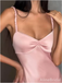 Elegant V-neck Pink Spaghetti Strap Mermaid Long Prom Dress,Evening Dress,PD382140