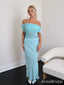 Elegant Off-Shoulder Strapless Light Blue Mermaid Long Prom Dress,Evening Dress,PD382150