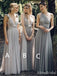 Mismatched Grey A-line Long Bridesmaid Dress,PD3236
