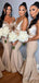 Elegant V-neck Spaghetti Strap Mermaid Long Bridesmaid Dress,PD3244