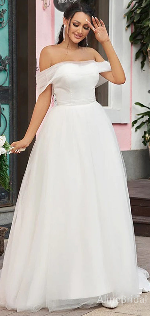 Elegant Off-Shoulder Strapless A-line Long Wedding Dresses,WD3082