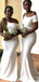 Simple White One Shoulder Mermaid Long Bridesmaid Dress,PD3256