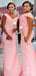 Elegant V-neck Off-Shoulder Mermaid Long Bridesmaid Dress,PD3262