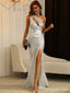 Sparkly Sequins One Shoulder Split Side Long Prom Dress,Evening Dress,PD37683