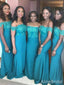 Elegant Off-Shoulder Lace Appliques Mermaid Long Bridesmaid Dress,PD3284