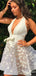 Sexy V-neck Halter Appliques A-line Short Mini Homecoming Dress, HD3202