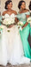 Sparkly Off-Shoulder Spaghetti Strap Mermaid Long Bridesmaid Dress,PD3290